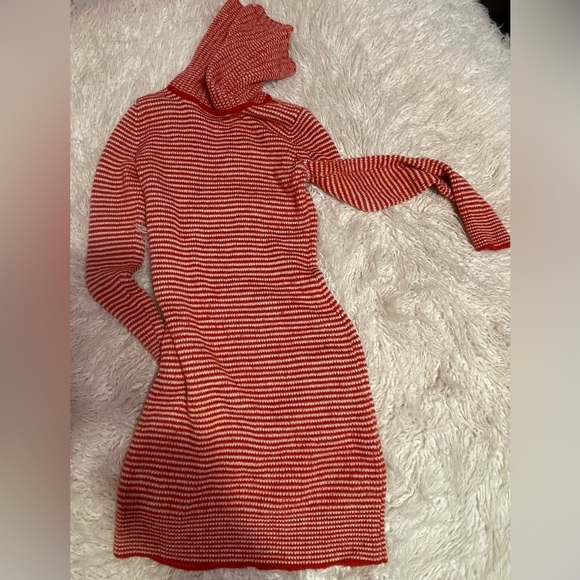 H&M Red and White Striped Knit Dress Sweater - Picture 5 of 5